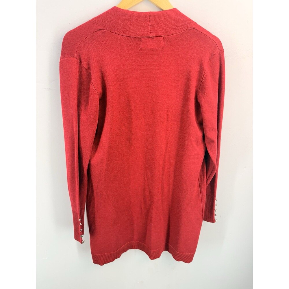 Seven Manor Women Sweater Size M Red Open Front Cardigan Long Sleeve - Picture 2 of 8